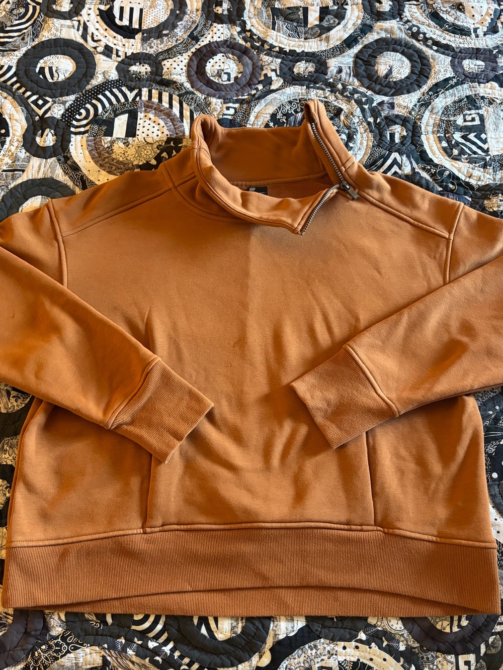 All in Motion XXL Fleece Lined Quarter Zip Pullover Sweatshirt Burnt Orange Cozy